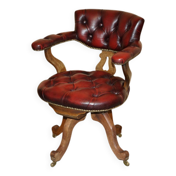 Victorian Chesterfield leather captain's chair