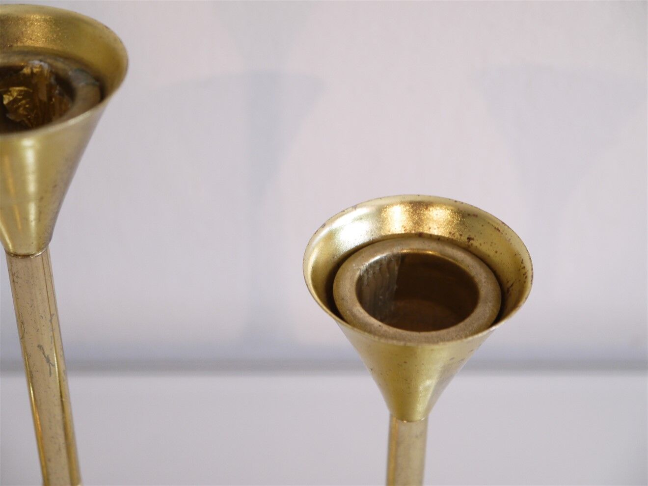 Set of 3 Scandinavian brass candle holders 1970