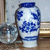 Vase fleurs bleu japan