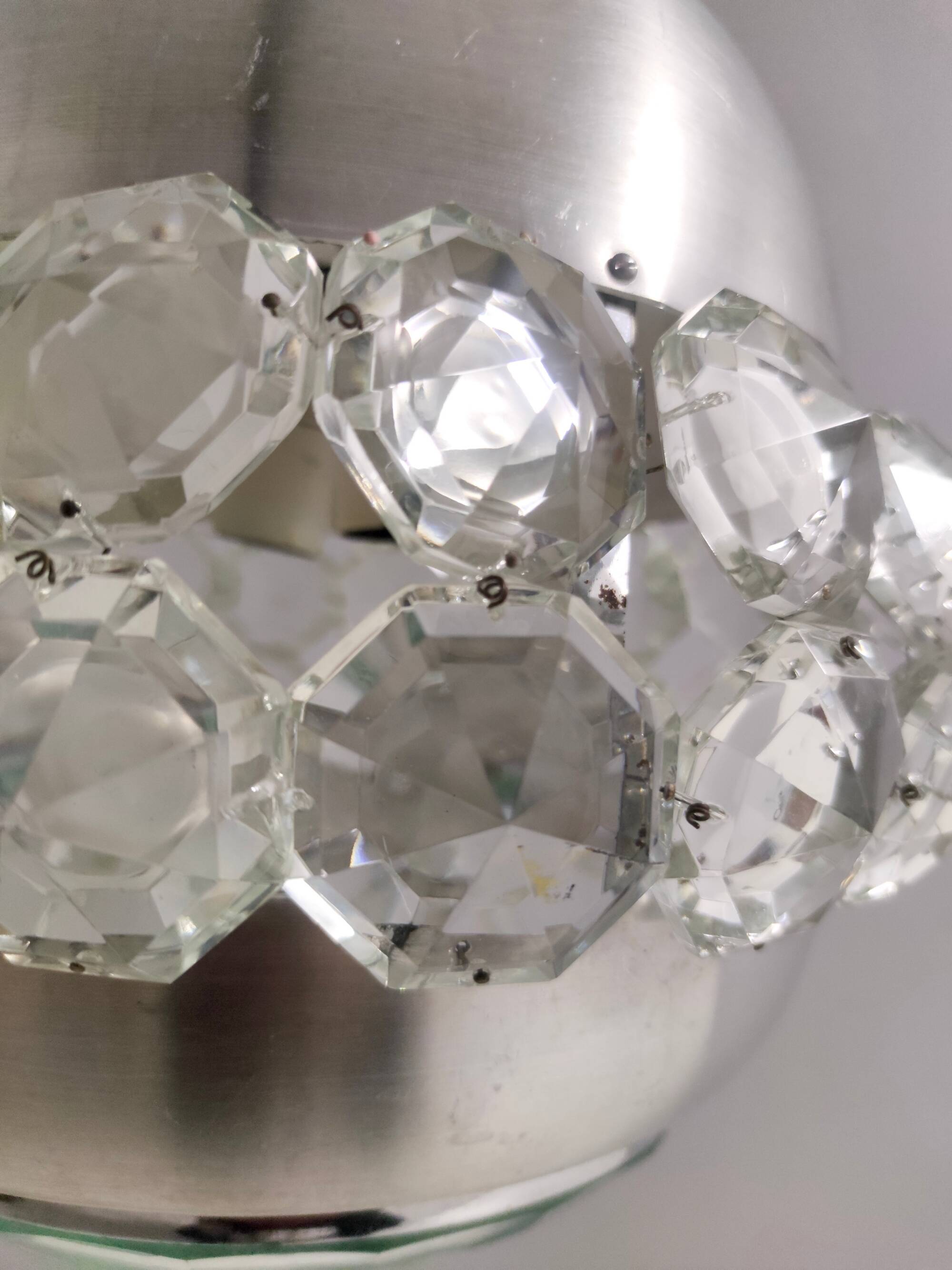 Aluminum, Crystal and Glass Pendant by Pia Guidetti Crippa for Lumi