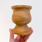 2 turned solid wood candle holders