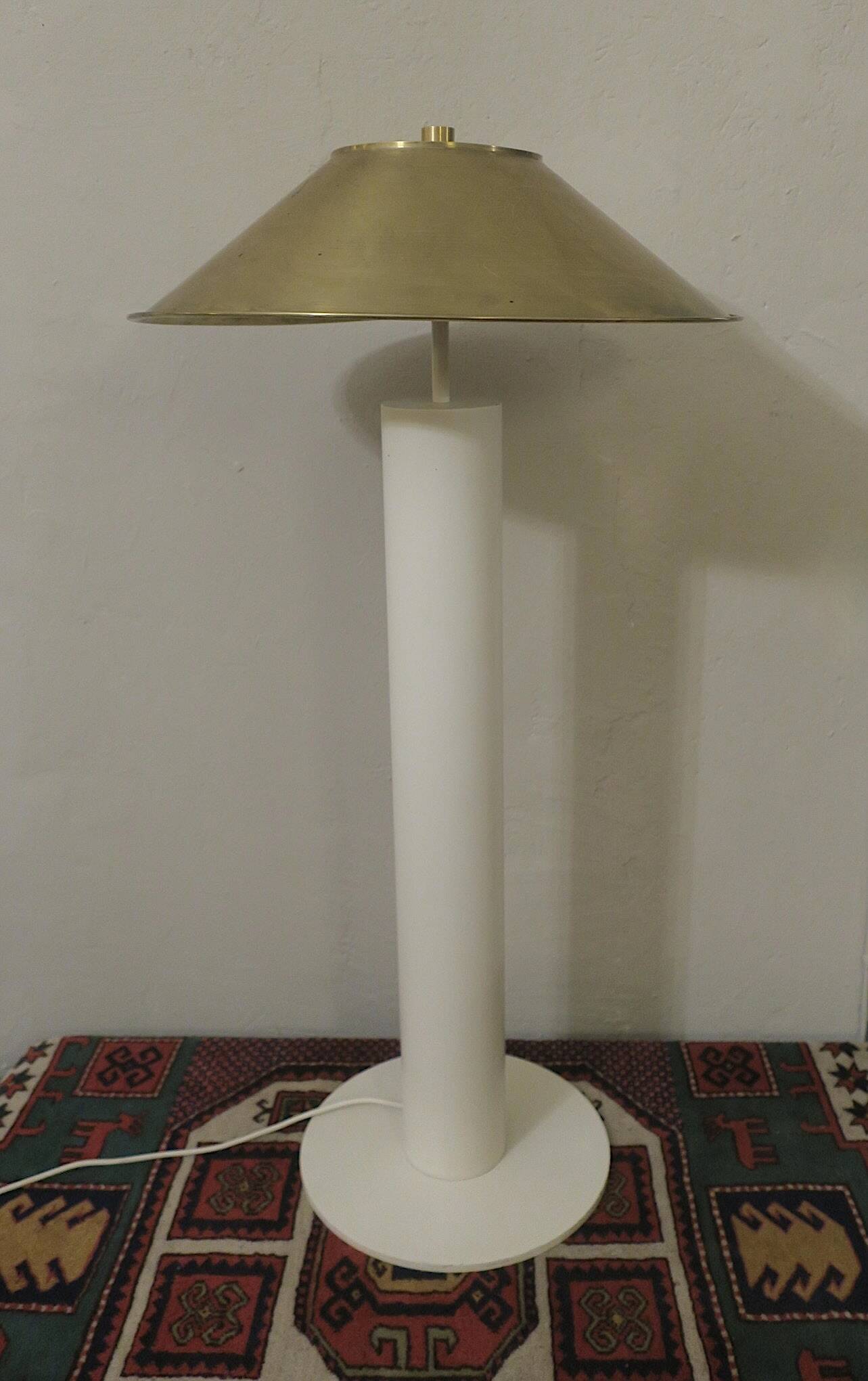 Floor Lamp with Brass Shade by Peter Preller for Tecta, 1980s