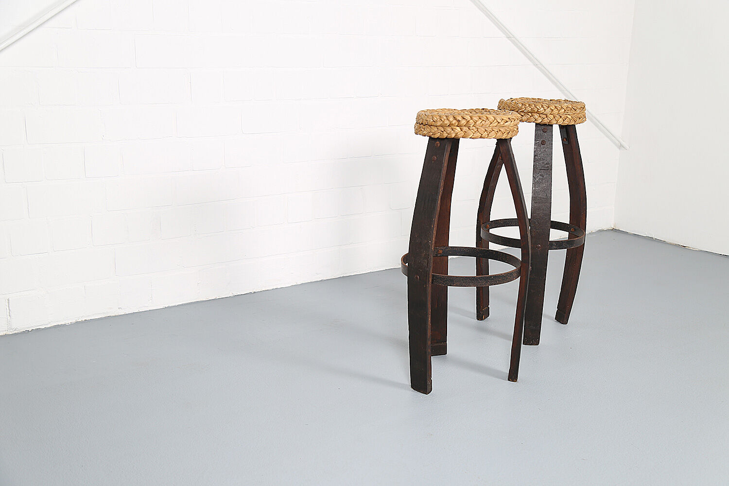 Original set of 2 bar stools by Frida Minet and Adrien Audoux, 1950s, France