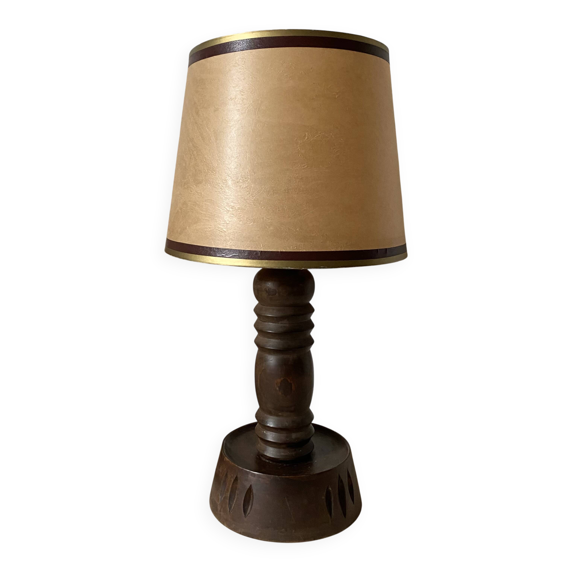 Lampe pied en bois tourné