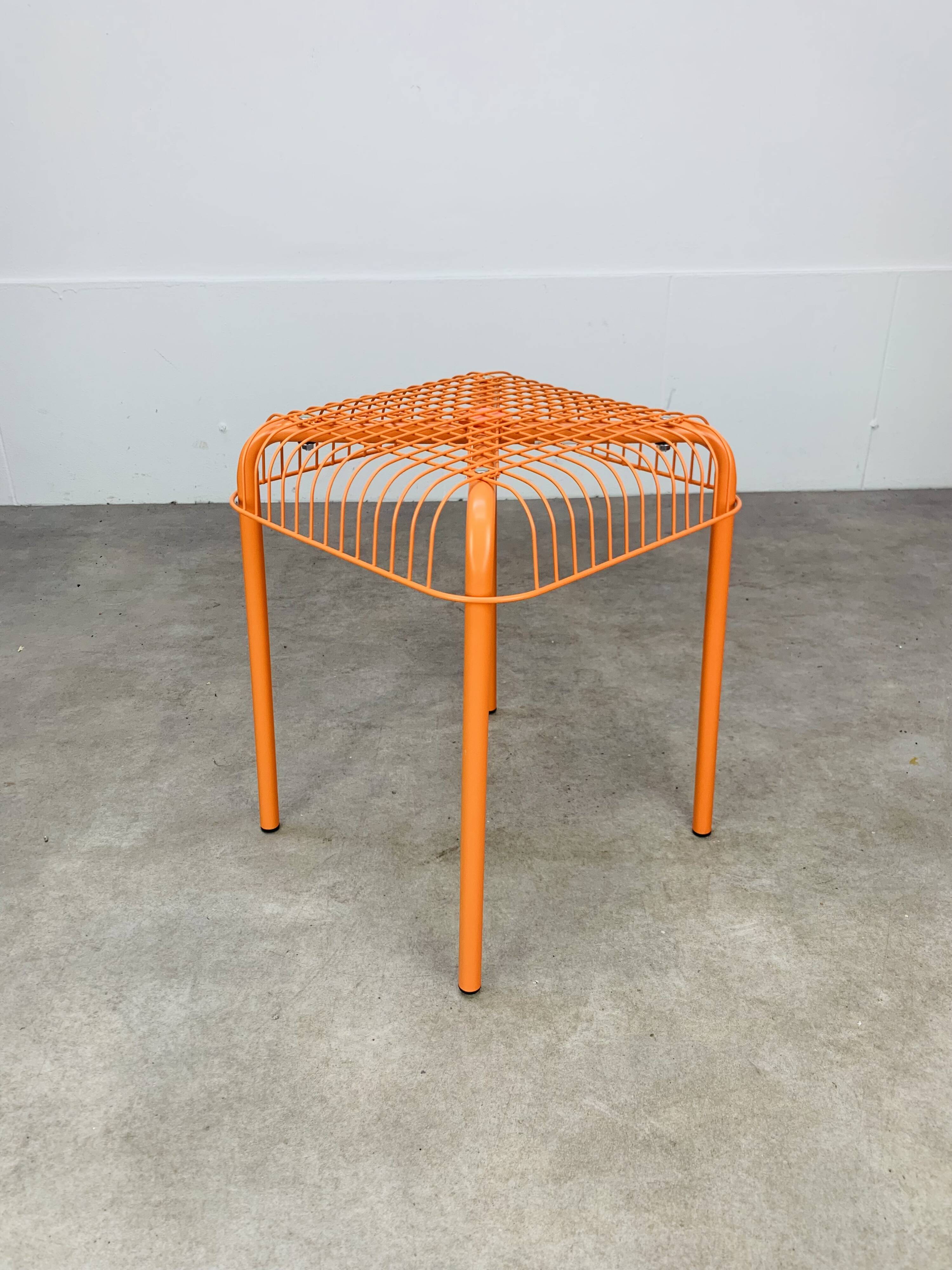 Vintage Ikea Vasteron stool, orange steel wire, 1990s | Selency