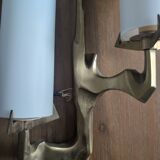 Pair of Arlus gilt bronze and opaline wall sconces