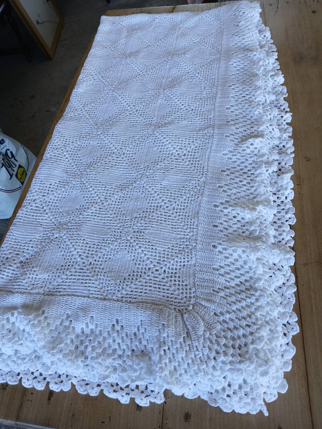 Handmade crochet antique bedspread