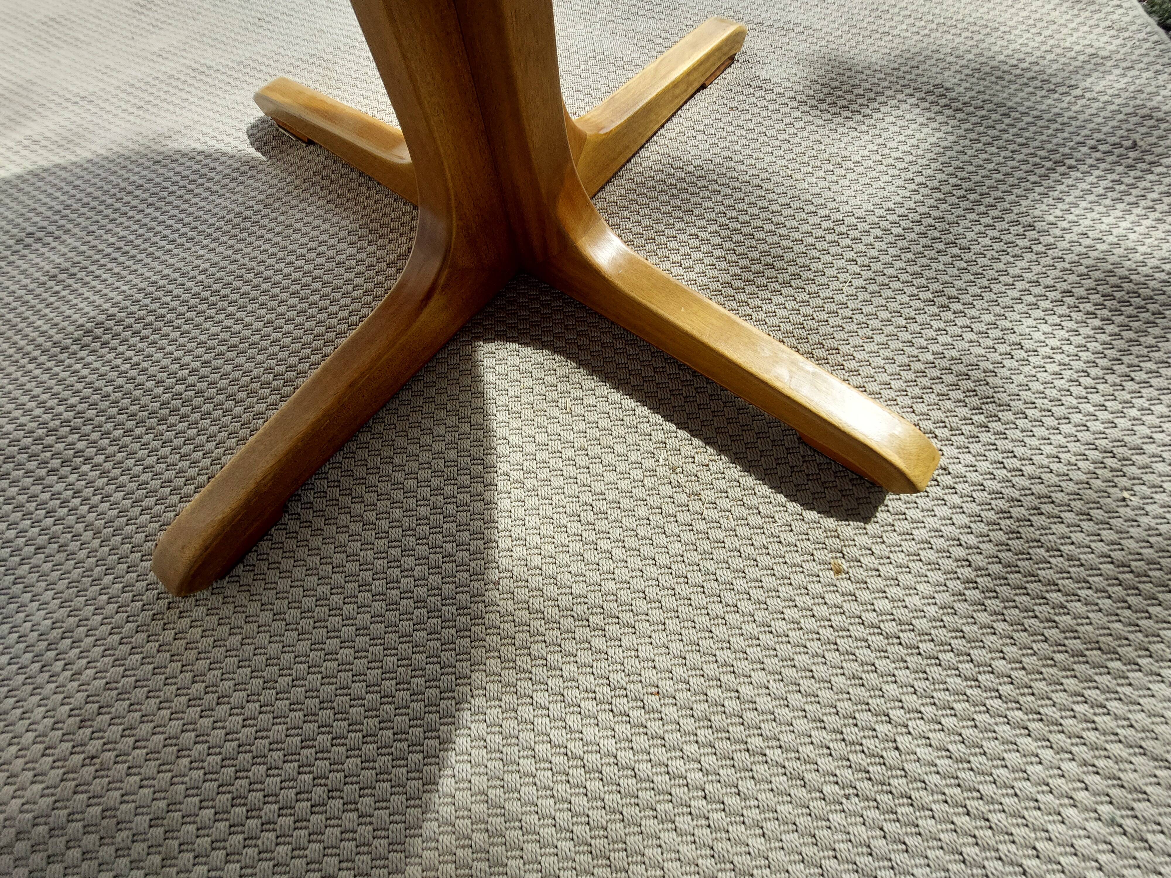 round or oval table with extension, central leg, vintage Baumann design