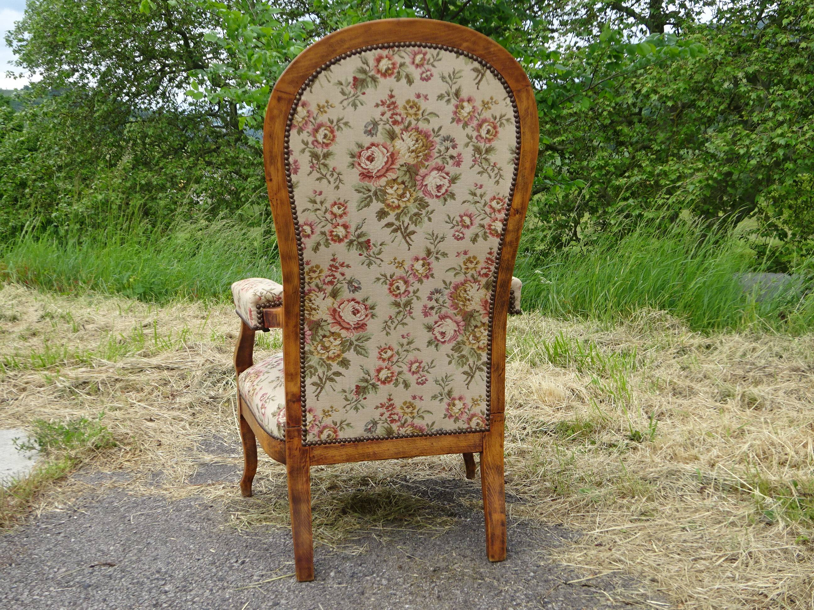 Antique Voltaire armchair with 4-position reclining backrest