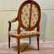 Fauteuil médaillon en bois naturel d’époque louis xvi xviii eme siècle