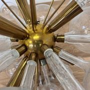 Design art glass and brass chandelier by Rene Roubicek, Czechoslovakia, 1960s