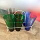 7 coloured glass glasses, 1960s-70s