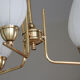 Brass chandelier and tulips in vintage white glass