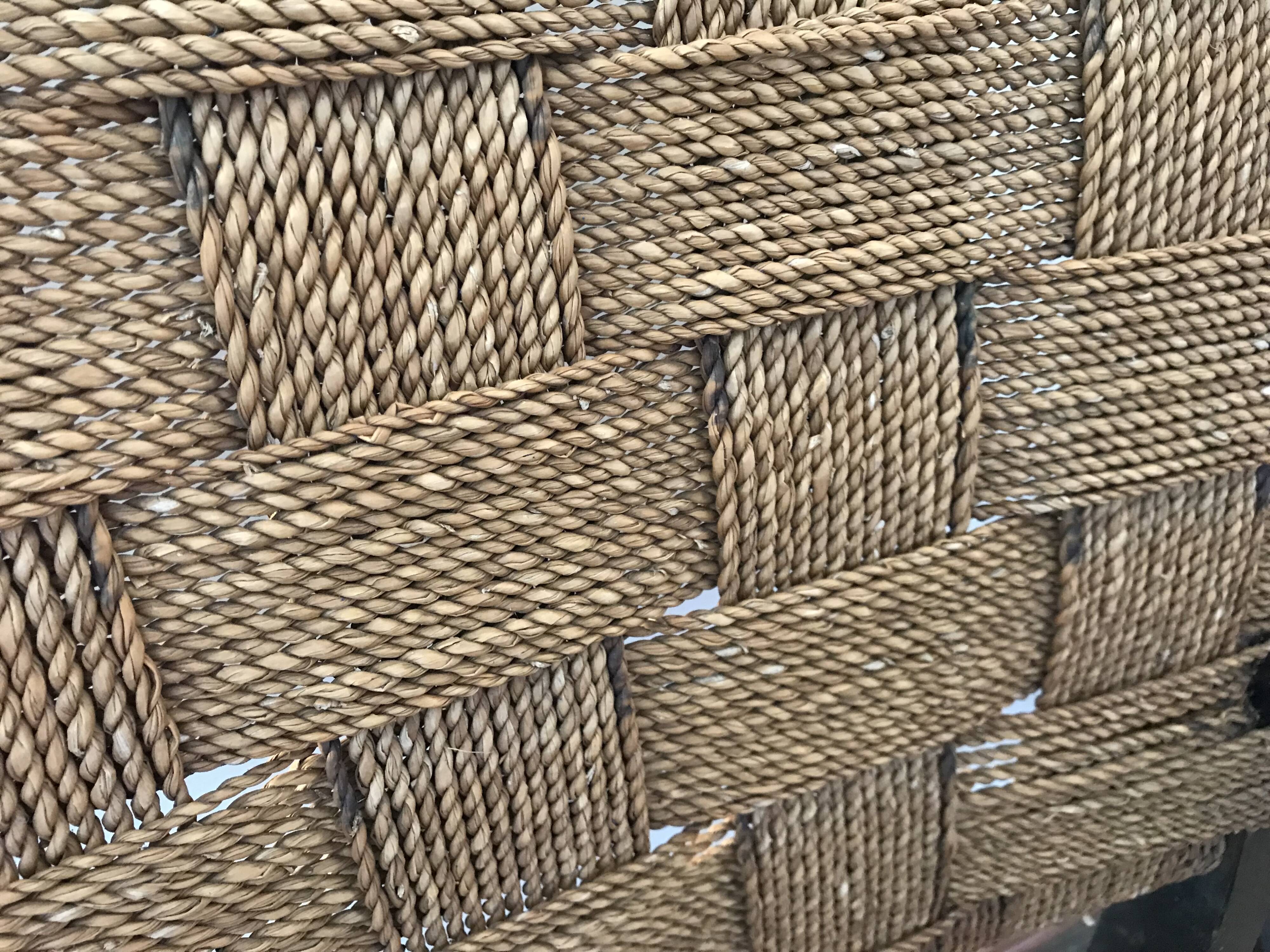 Pair of vintage rope armchairs, wooden frame, Sweden, 1960, Axel Larsson