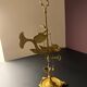 Antique brass oil lamp with fish decoration – marine object – cabinet