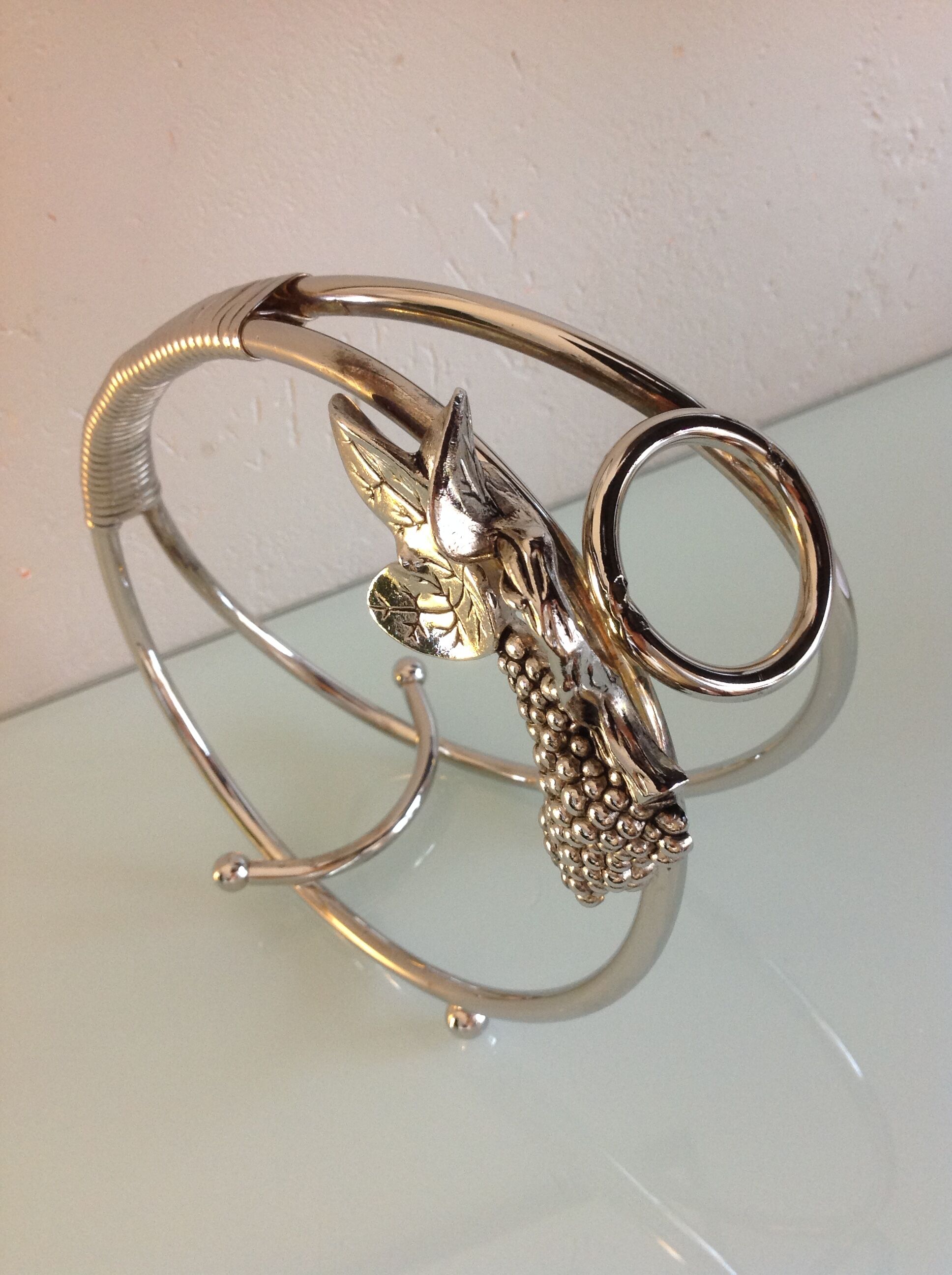 Glass/vintage 70s metal table bottle door