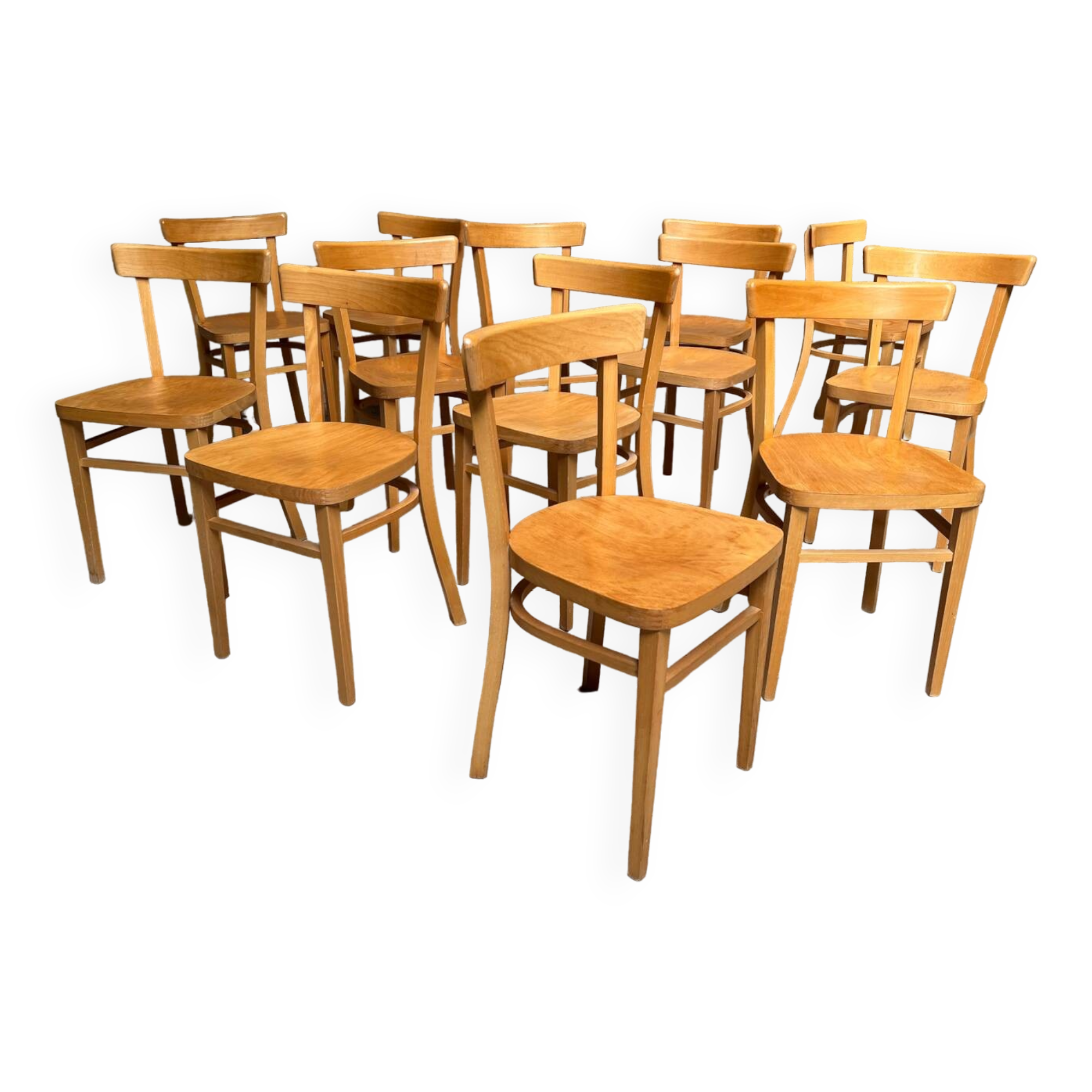 13 vintage wooden bistro chairs 1950 1960