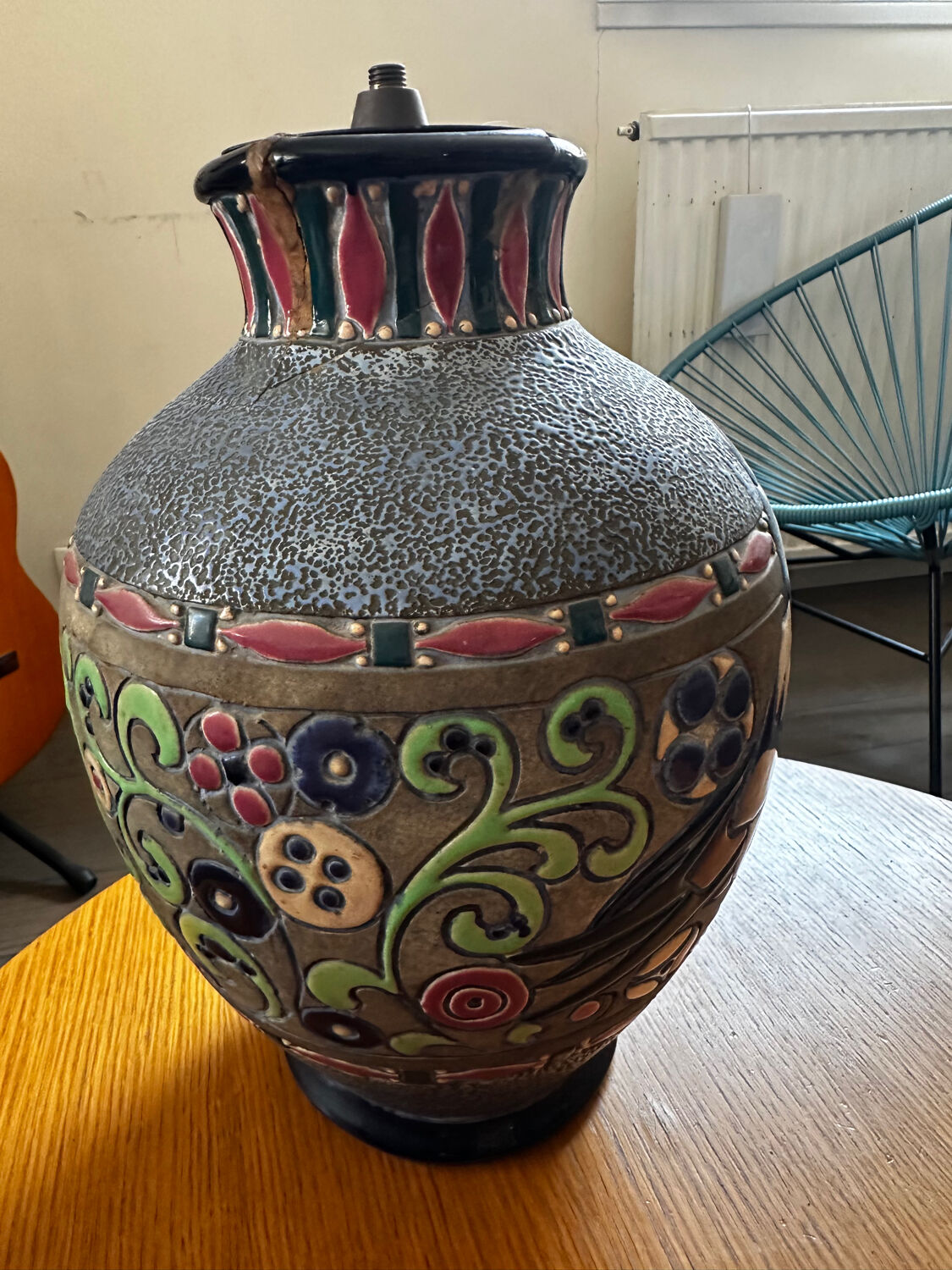 Amphora lamp vase Czechoslovakia Art Deco H 30 cm