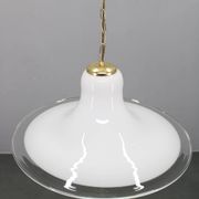 Italian mid-century glass and brass pendant light, 1960s