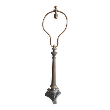 Antique bronze lamp base - column on lion's paws