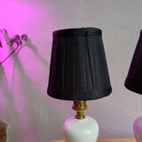 Pair of mid-century porcelain brass bedside lamps, 50s/60s