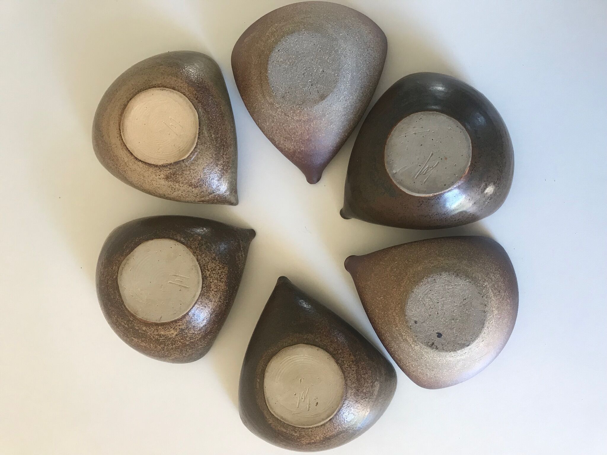 Lot of 6 cups ceramic sandstone by Jacques Lacheny