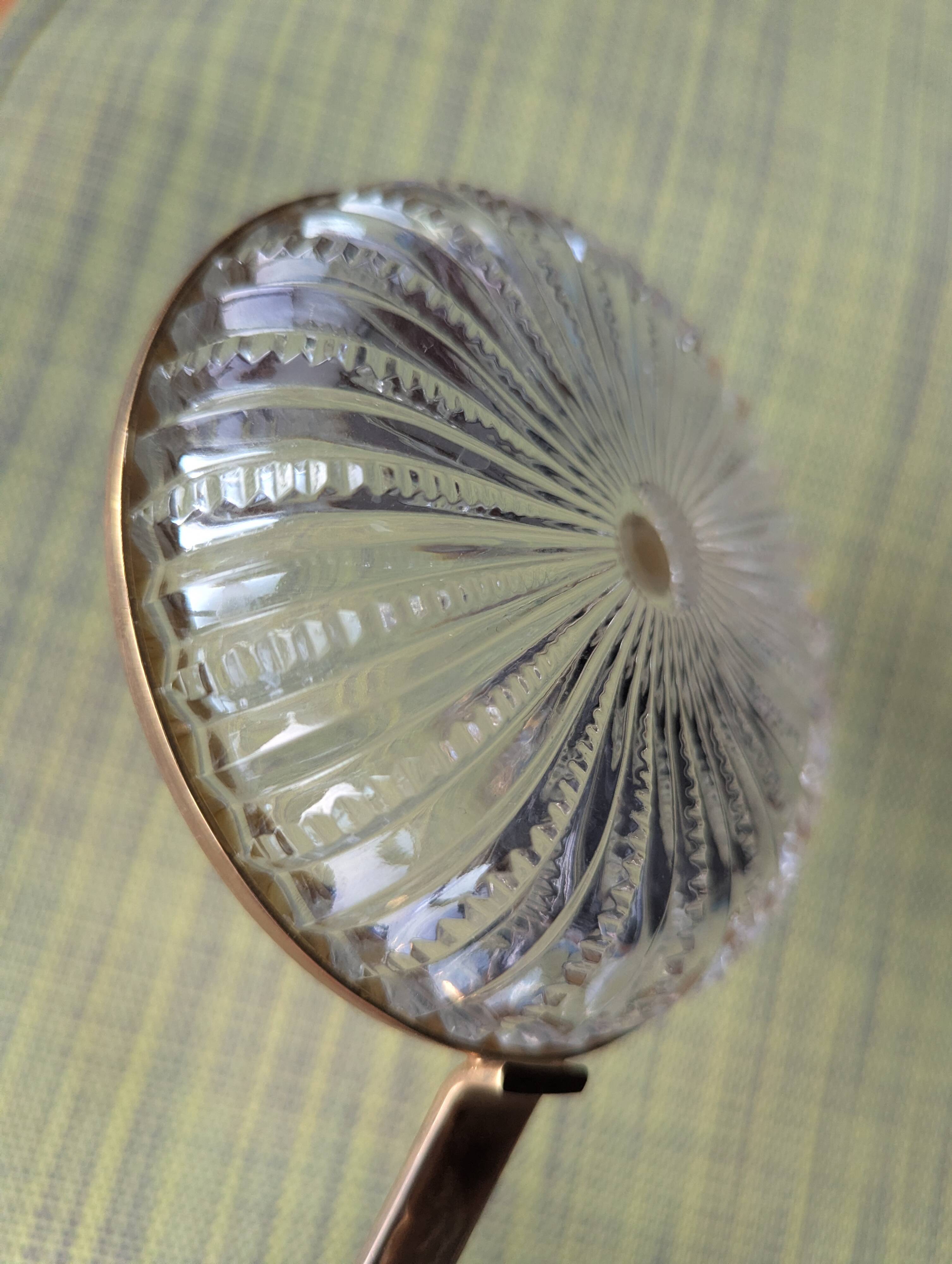 Antique pocket tray in Sèvres crystal and chiselled brass with butterfly decoration.
