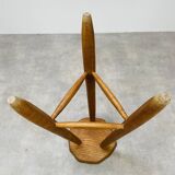 Brutalist bar stool in tripod elm