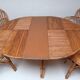 Bamboo table with extensions, 3 chairs and 3 stools from the 1960s.