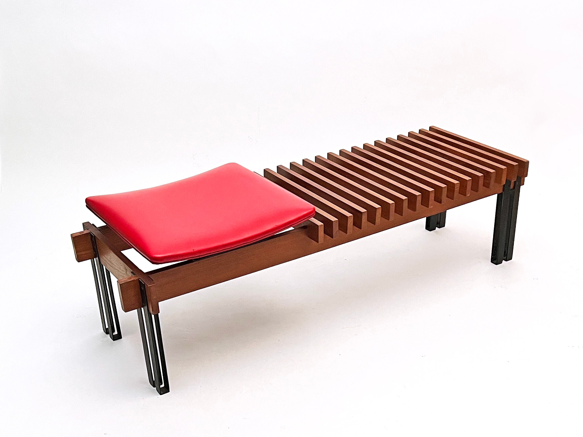 Teak bench designed by Inge and Luciano Rubino for APEC