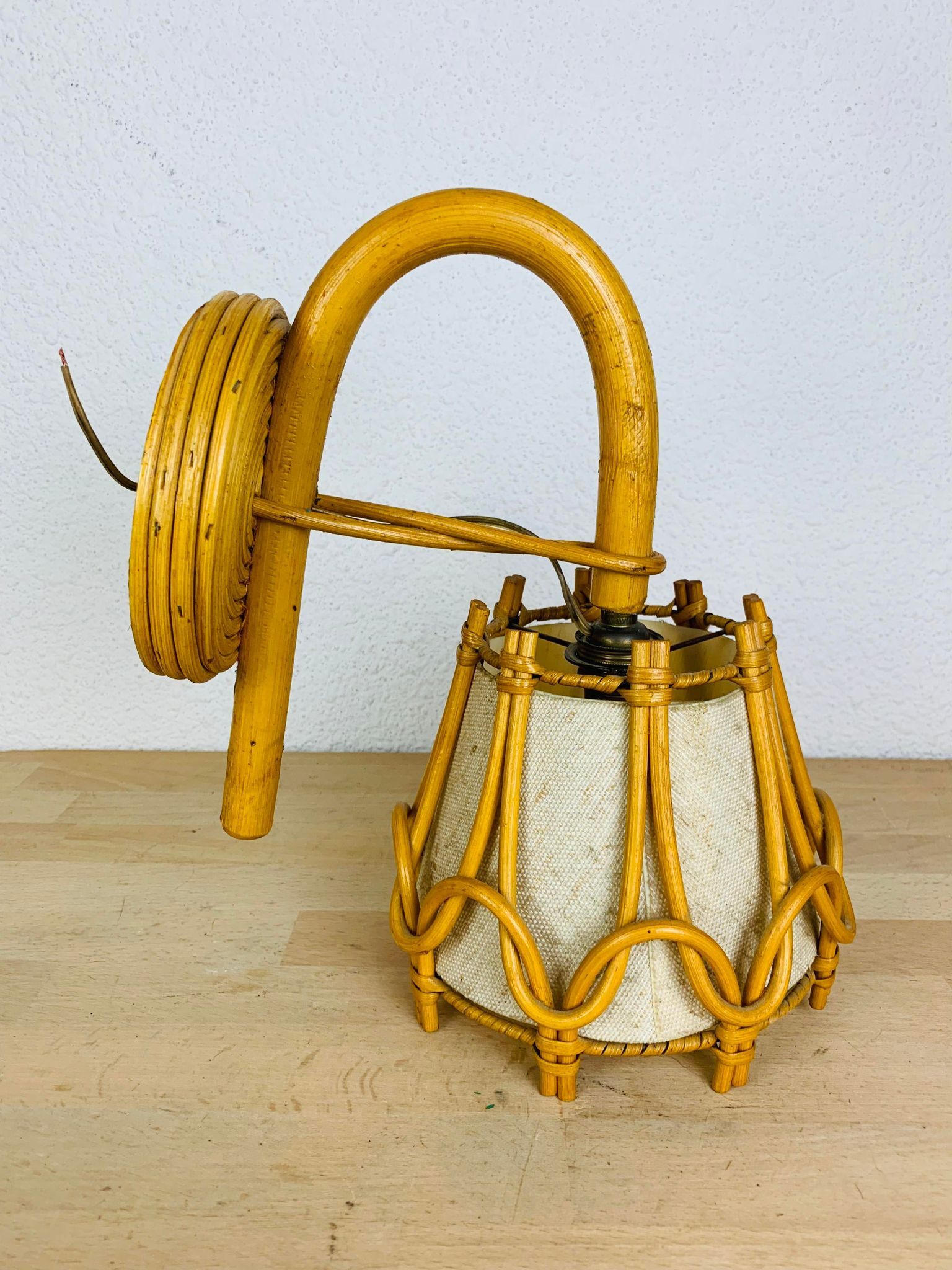 Rattan wall lamp 50s jungle chic, Sognot