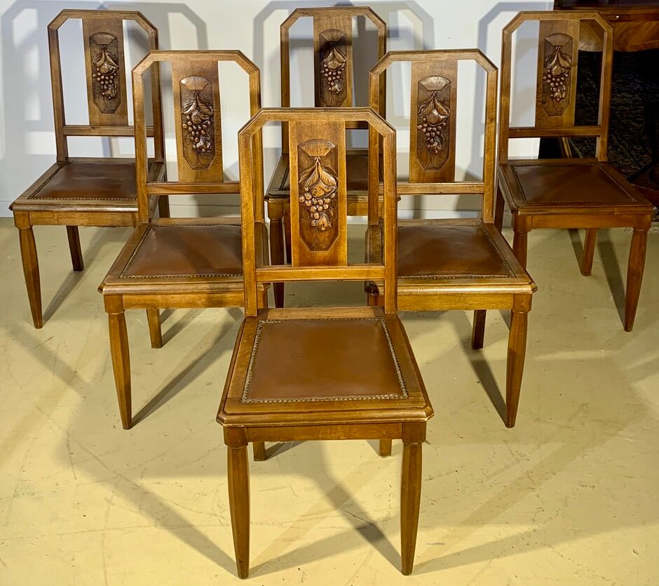 6 chaises époque Art Déco