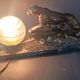 Panther desk lamp in spelter on a black and white marble base 1925