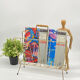 Holder magazines / magazines , vintage , gold metal , bamboo handle