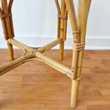 Vintage rattan stool in retro bohemian style - 1950s/1960s -
