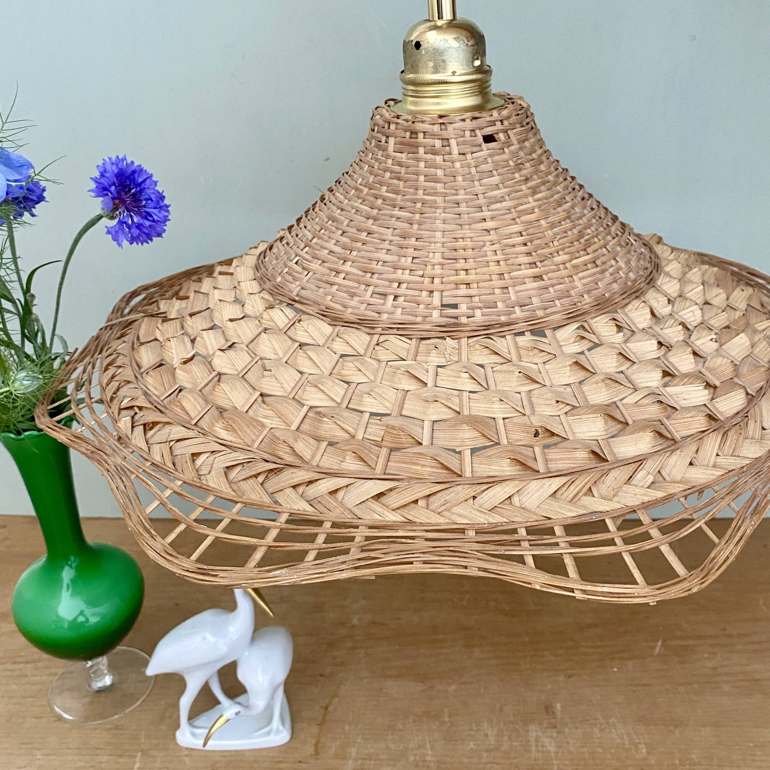 Vintage lampshade pendant light in natural material