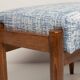 Mid-century vintage stool in white and blue linen, Edmund Homa, Europe, 1960s.