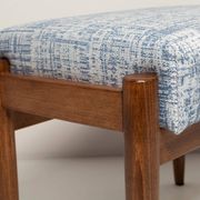 Mid-century vintage stool in white and blue linen, Edmund Homa, Europe, 1960s.