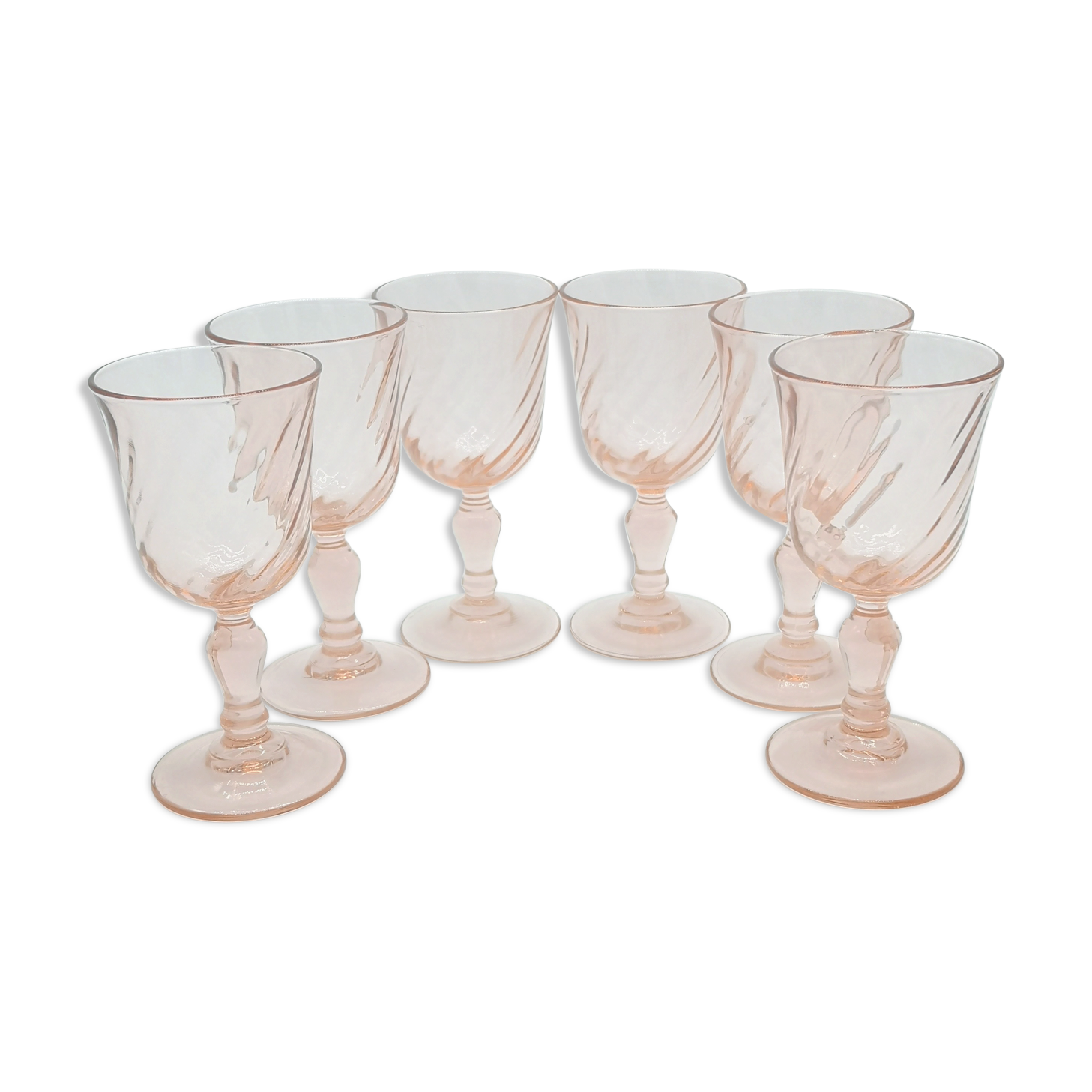 6 wine glasses walking arcoroc rosaline pink glass Luminarc 12.5 cm
