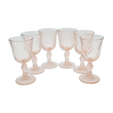 6 wine glasses walking arcoroc rosaline pink glass Luminarc 12.5 cm