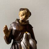 Statuette of Saint Francis of Assisi - 25 cm - hand-painted resin - Malsiner Hans - Italy - 1990