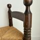 Chaise basse, de cheminée vintage style Charles Dudouyt en bois et paille