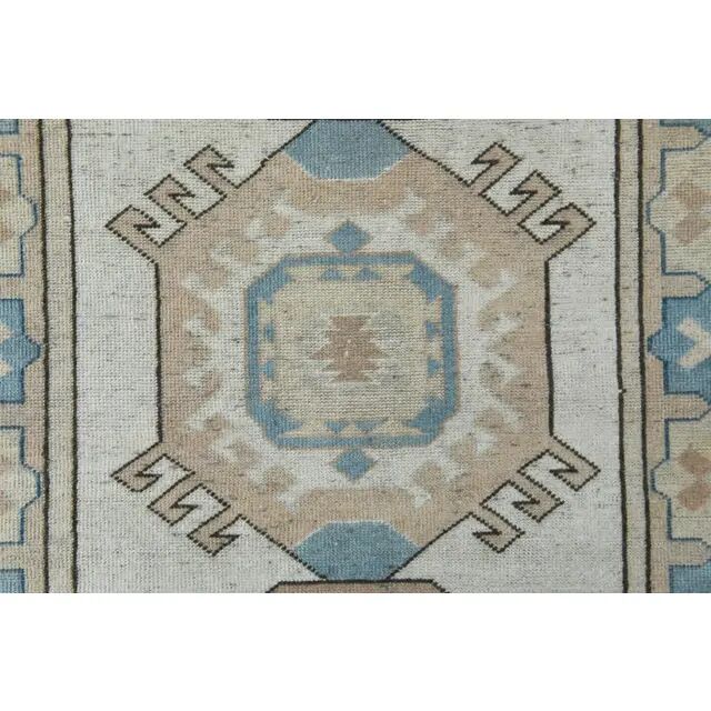 1970s Vintage Turkish Oushak Handmade  Beige Area Rug 113x192