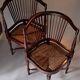 Paire de fauteuils d'angle paillés Jungerstil en acajou 1900.