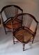Pair of wicker corner armchairs in mahogany, Jugendstil, 1900.