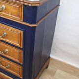 Chest of drawers in oak and gray marble, France 19th century