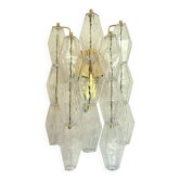 Contemporary Transparent “Poliedri” Murano Glass Gold Wall Sconce in Venini
