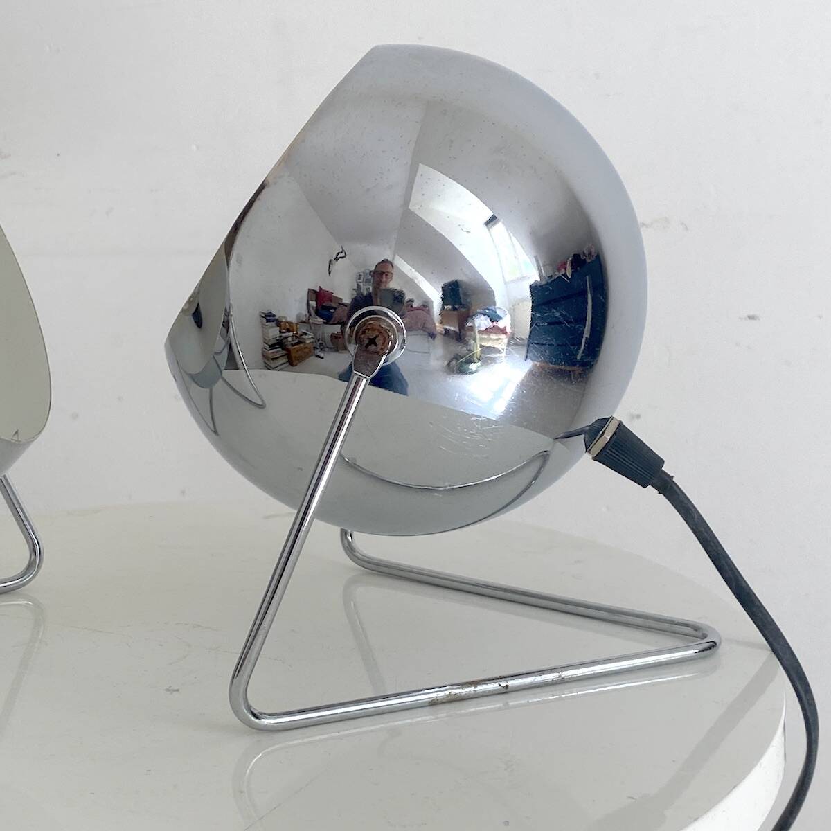 Vintage 1980s chrome Eyeball lamps