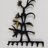 Walter Bosse brass keychains of a donkey, dog, cat, and rooster, Herta Baller, Austria