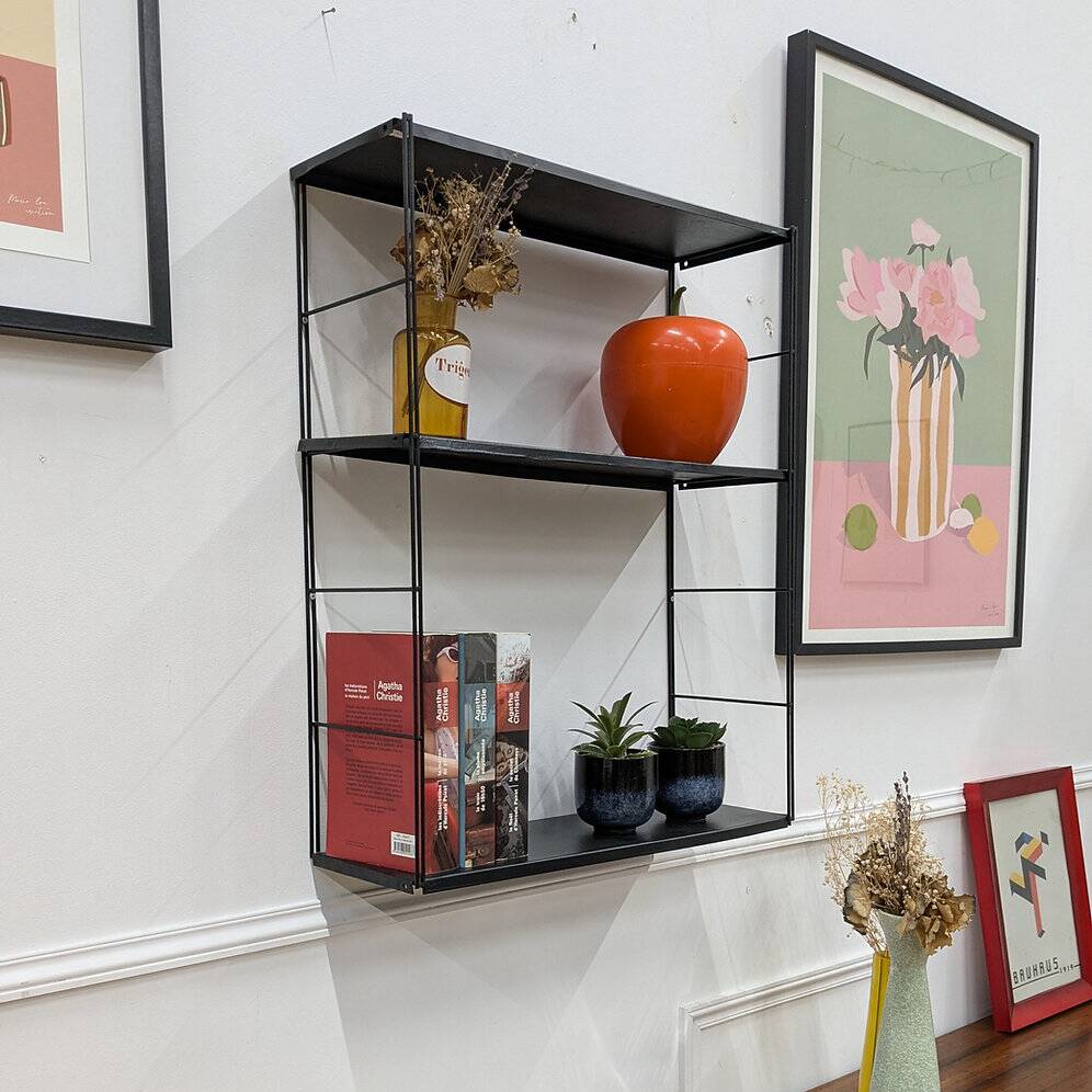 Vintage black metal shelf